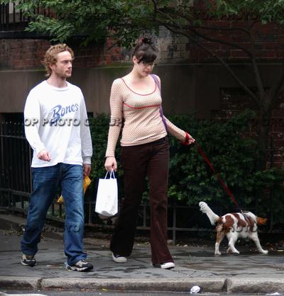 with husband Royston Langdon, and Neal the dog