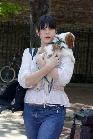 Liv with her puppy Neal, New York, April 2003