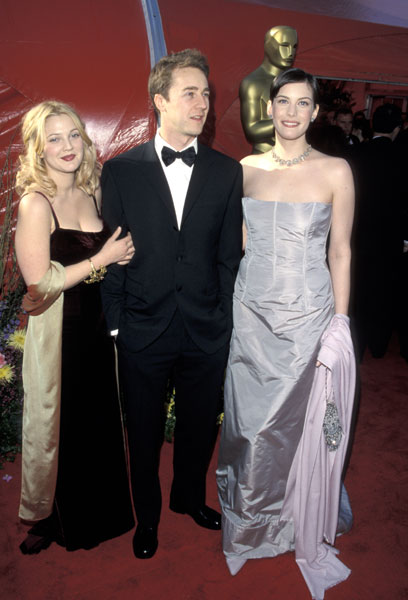 with Drew Barrymore and Edward Norton - at Oscars 1999