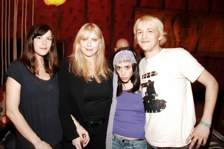 with mom Bebe Buell, Aesha Waks and Liam McMullan
