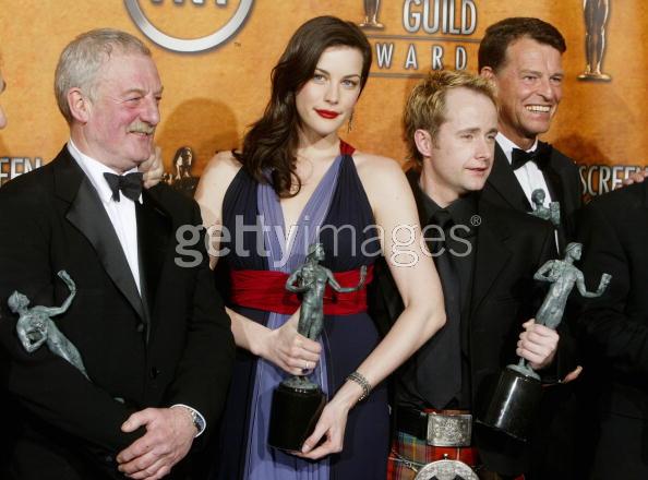 with Bernard Hill, Billy Boyd and John Noble - at Screen Actors Guild Awards, LA, February 22nd 2004