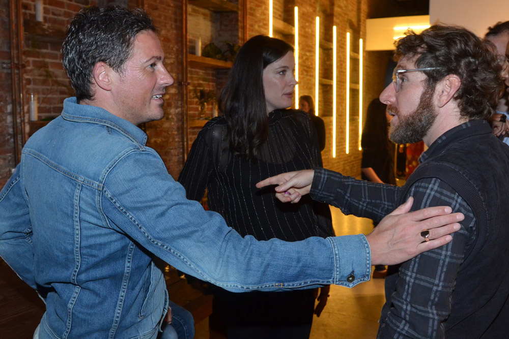 with fiance David Gardner and Dustin Yellin