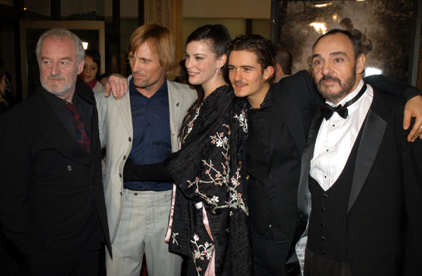 with Bernard Hill, Viggo Mortensen, Orlando Bloom and John Rhys-Davies
