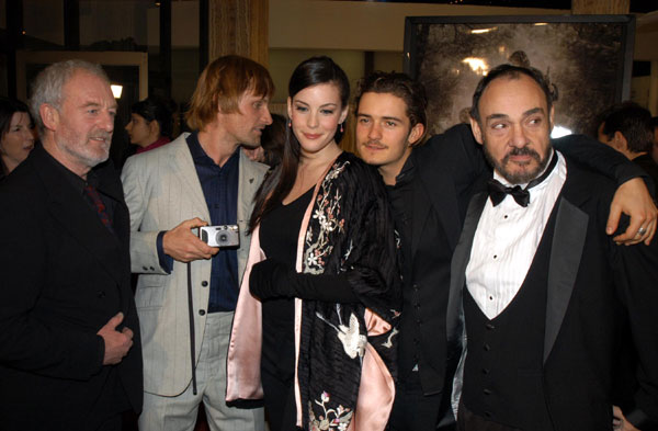 with Bernard Hill, Viggo Mortensen, Orlando Bloom and John Rhys-Davies