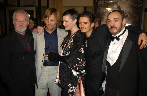 with Bernard Hill, Viggo Mortensen, Orlando Bloom and John Rhys-Davies