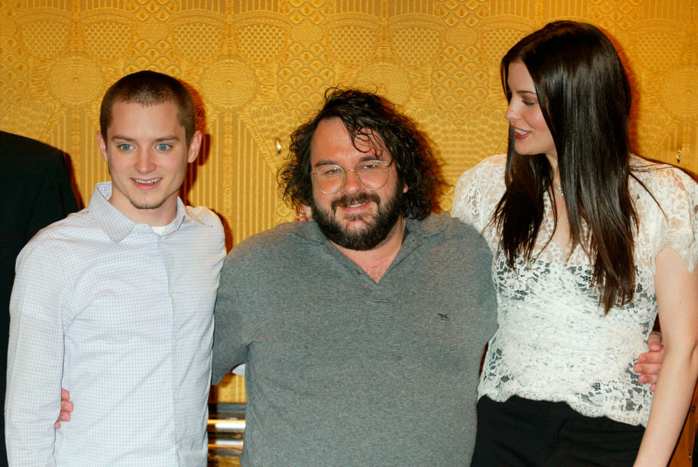 with Elijah Wood and Peter Jackson, at The Two Towers press conference, Paris, December 10th 2002
