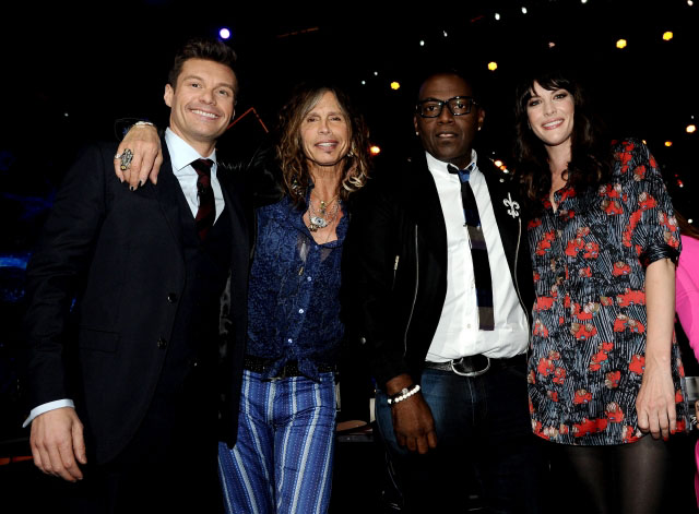 with Ryan Seacrest, Randy Jackson and dad Steven Tyler