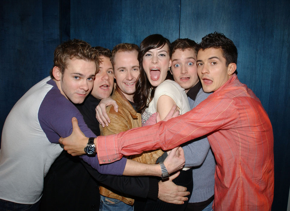 with Dominic Monaghan, Sean Astin, Billy Boyd, Elijah Wood and Orlando Bloom - at MTV TRL