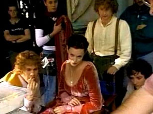 On the set - with Dominic Monaghan, Billy Boyd and Elijah Wood