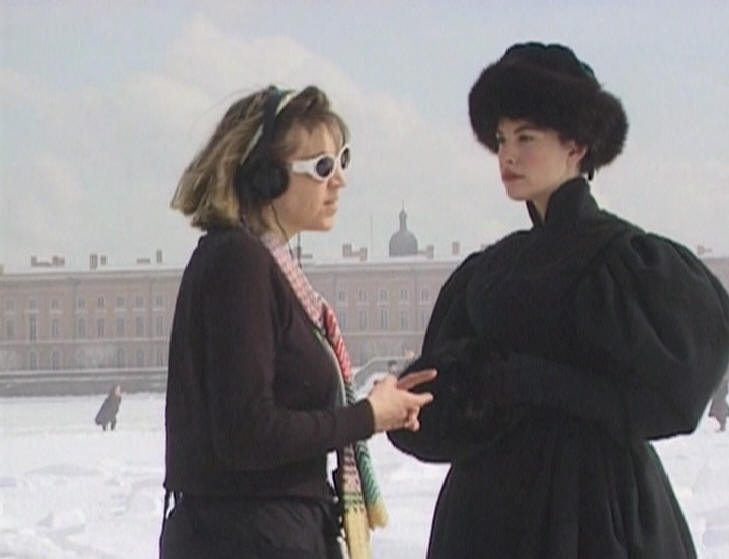 On the set - with director Martha Fiennes