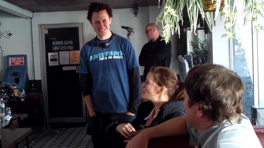 On the set - with Rainn Wilson and director James Gunn