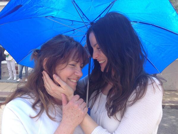 On the set with Ann Dowd, from Amy Brenneman twitter