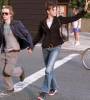 Liv and fiance Royston Langdon walking in New York in 2001