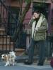 Pregnant Liv taking Neal the dog for a walk, New York, October 29th 2004
