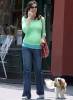 Pregnant Liv taking a walk with her dog Neal, New York, July 11th 2004