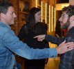 with fiance David Gardner and Dustin Yellin